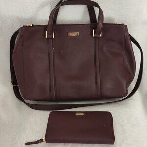Kate Spade with matching wallet, dark burgundy color